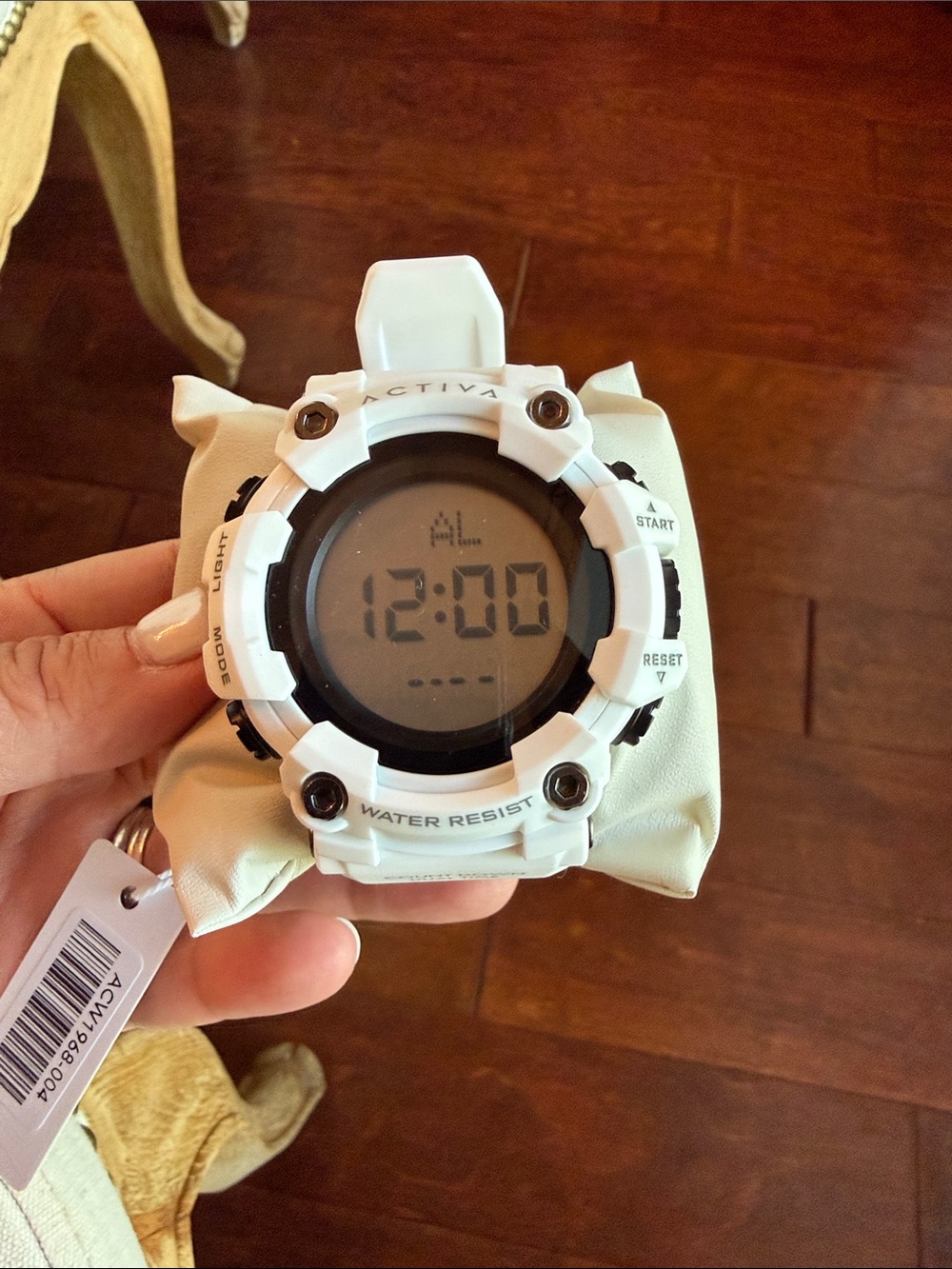 Ativa White and Black Digital Sports Watch with Large LCD